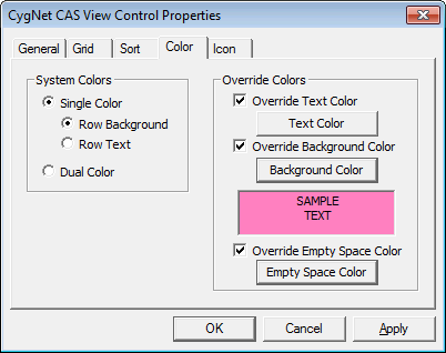 CAS View Control Color Properties